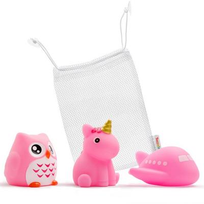 Yekko Mom LED Bath Water Play Toy Friends 3 Types + Net D Set, Korean Bath Toys