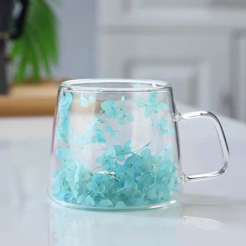 Shangqi Dried Flower Petal Double-Layer Glass Coffee Cup