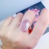 Klasický Dream Diamond Růžový Přírodní Chalcedon Růžový Oválný Prsten Otevírací Nastavitelný Růžové Zlato Šlechetný Luxusní Dámský Šperk