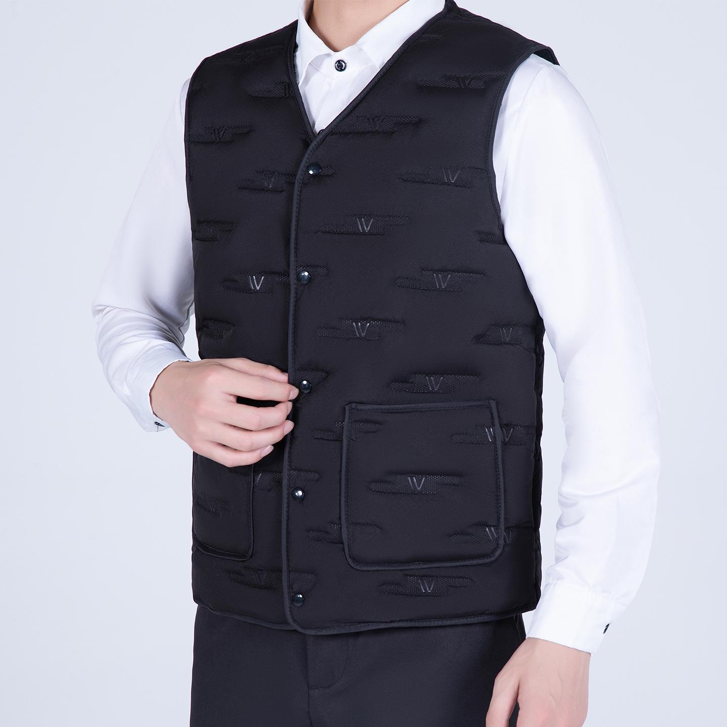 

Men s Fleece-Lined Winter Vest - Warm Sleeveless Outerwear for Dad 2XL чорний