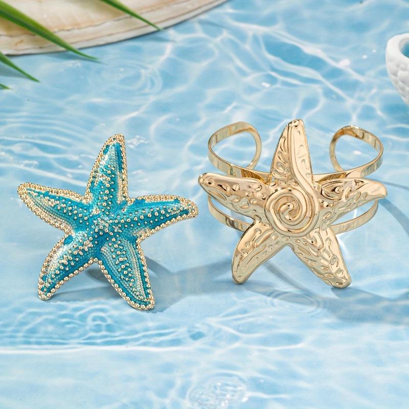 Exquisite1 piece, summer natural marine elements metal texture design sense starfish women bracelet bracelet