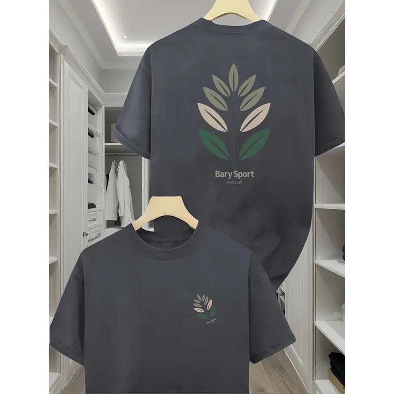 New Summer Men's Fashion T-shirt Personality Leaf Printed Men's T-shirt Top