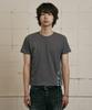 LANARCHIVE [0137] Side Lettering Rope Short Sleeve T-Shirt - Charcoal
