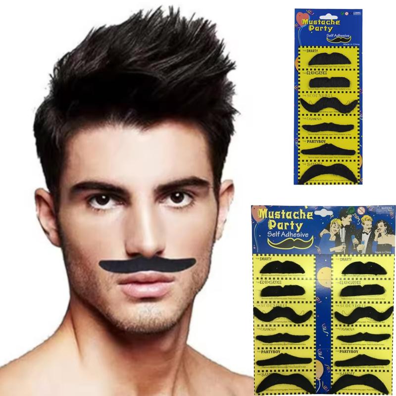48pcs Self Adhesive Mustache Fake Beard Mustaches Mexican Fiesta Party Supplies Halloween Costume Fake Mustaches Sticker
