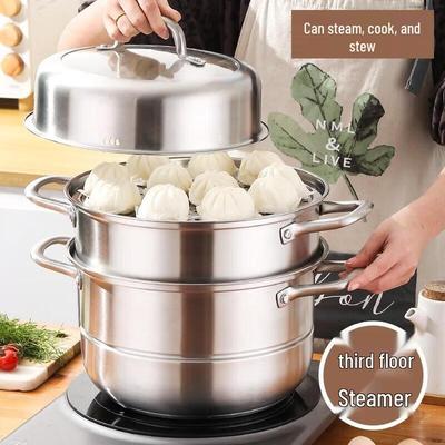 Adneny 28cm Two-Layer 304 Stainless Steel Steamer Pot
