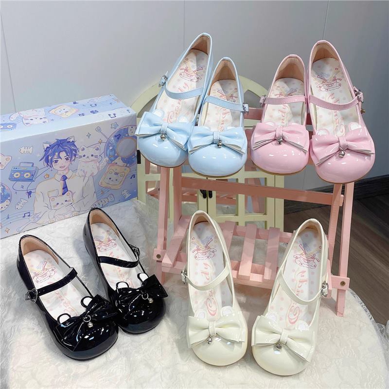 Sweet and cute rabbit bow Lolita shoes 2025 new daily versatile design Mary Jane princess shoes