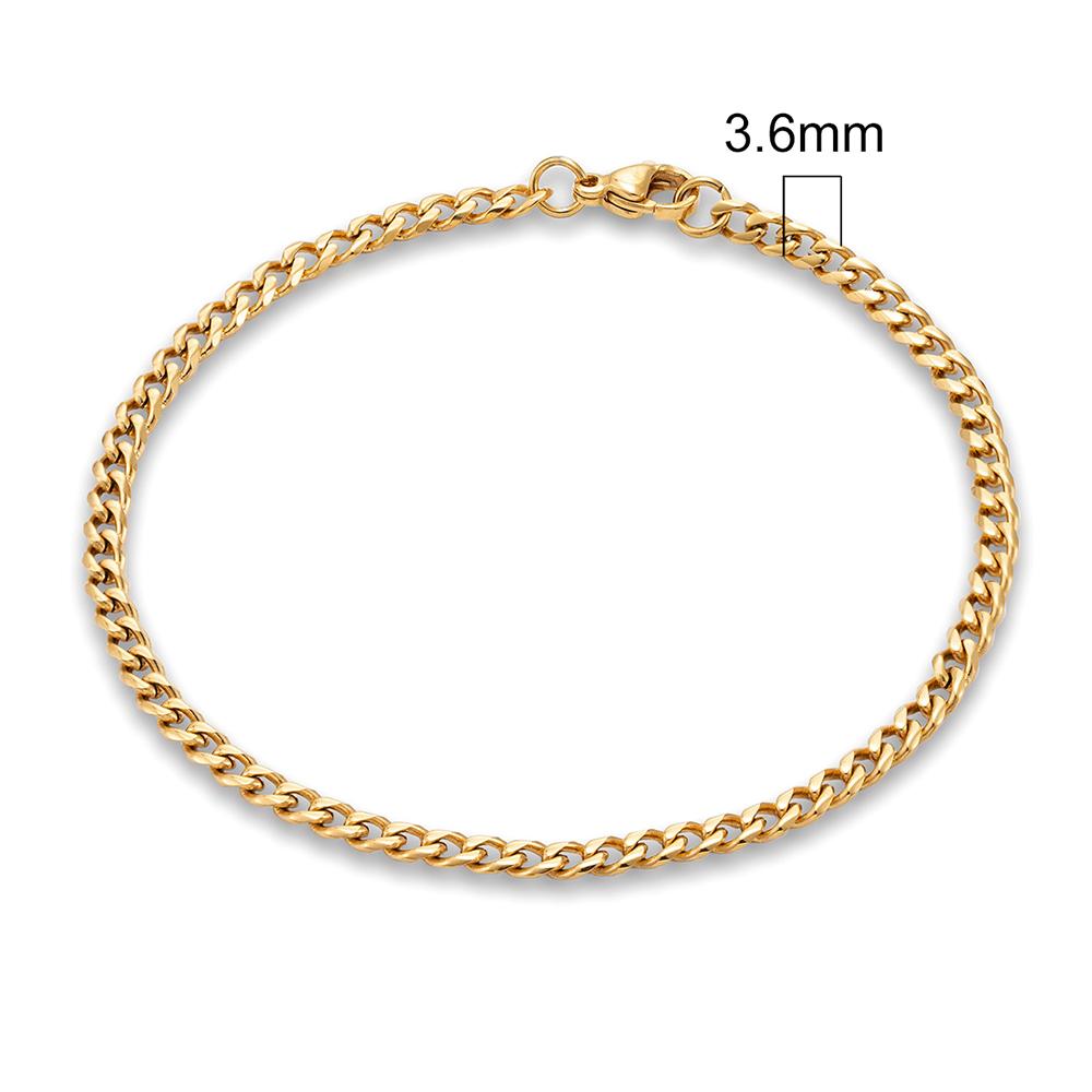 Mens Simple 3-11mm Stainless Steel Gold Plated Dainty Curb Cuban Link Chain Bracelets for Women Stacking Jewelry