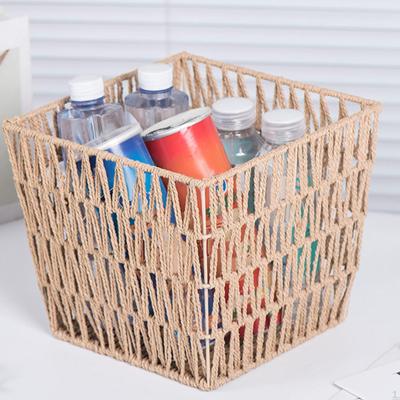 Clothes Hamper, Snacks Storage Laundry Bin Toy Box, Portable Paper Rope Basket Bins