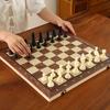 2-In-1 Magnetic Chess Game Wooden Foldable Chess Board Pieces Storage Box Portable Kids Adults