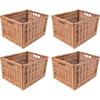 Storage Basket - CREATIVE HOME - Rectangular 40x30x24 Cm - Set of 4 - Handles - Natural Wicker
