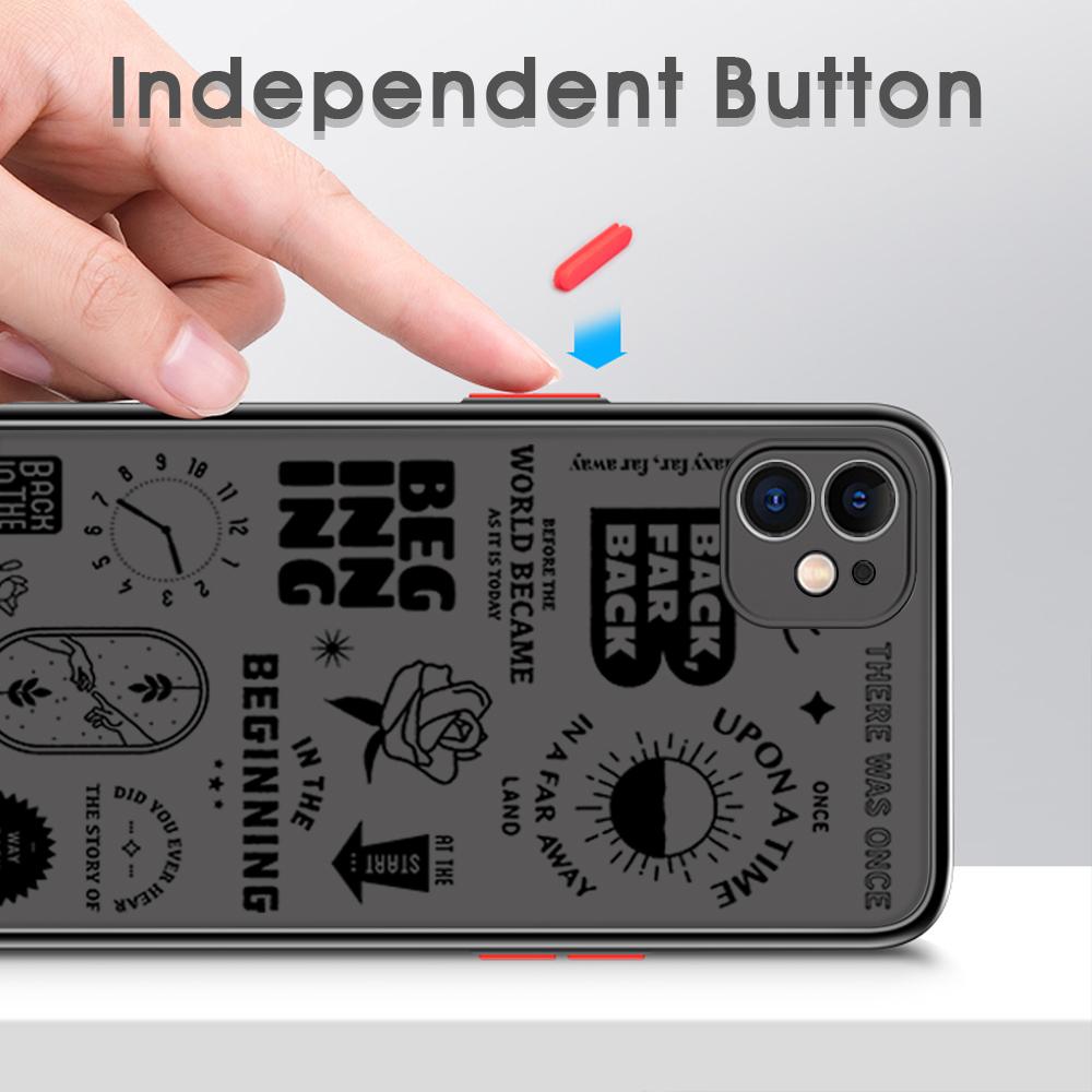 Custodia per telefono con motivo stampato alla moda, bordo morbido, custodia rigida trasparente satinata, copertura completa antiurto, protezione per fotocamera