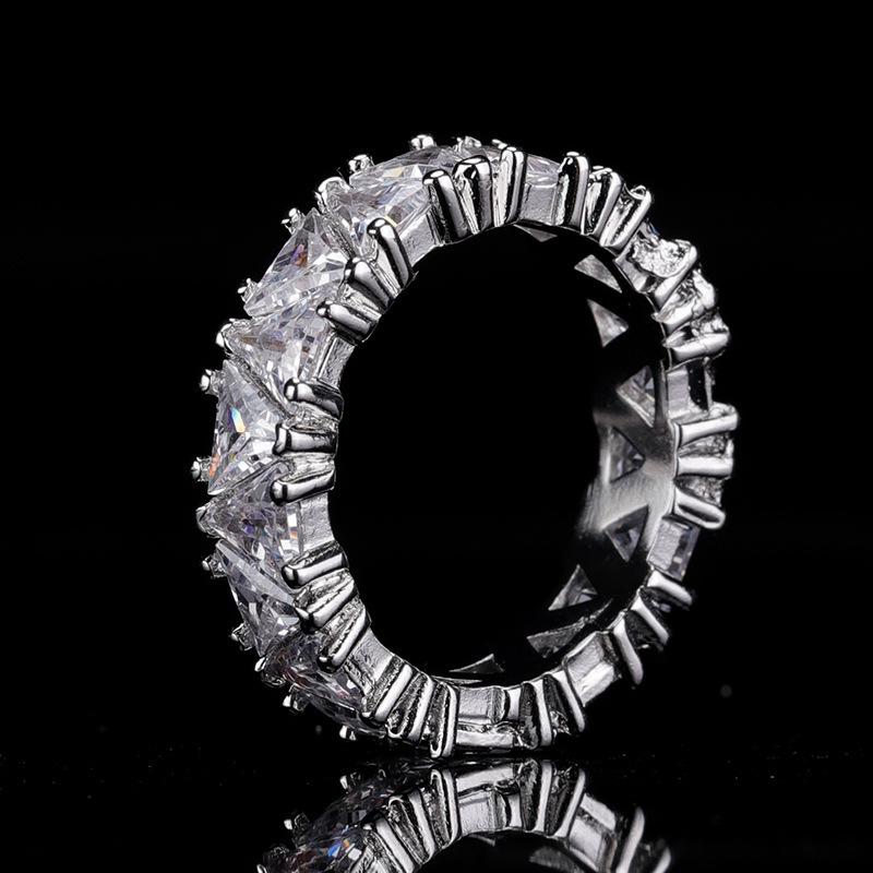 Jewelry, Full Circle Full Of Single-Row Triangular Zircon Ring, Women'S Creative Gift Ring.