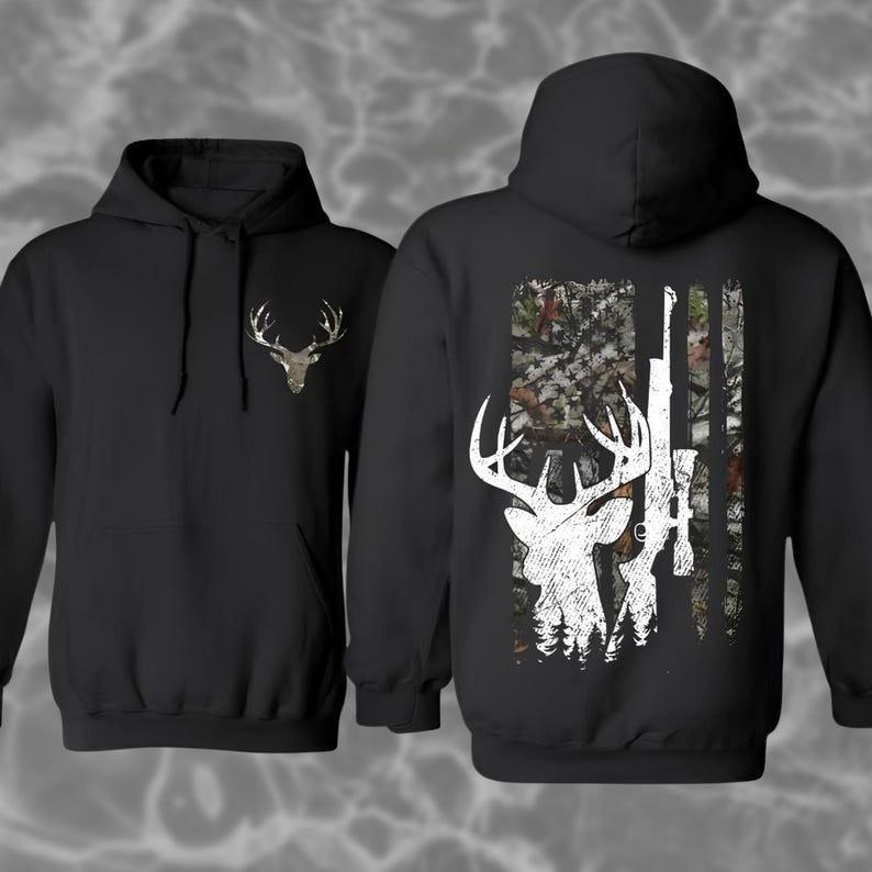 Deer Skull Hunting TShirt For Outdoor Enthusiasts White Buck Silhouette amp Camo Unisex T-Shirt L