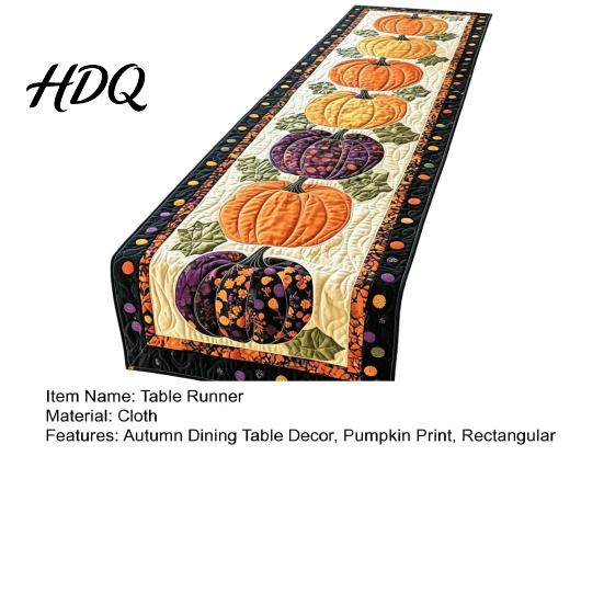 Rustic Farmhouse Table Linens Fall Runner Quilted Pumpkin Rectangular Runner for Dining Cover Halloween Autumn Harvest Decor Party Supplies