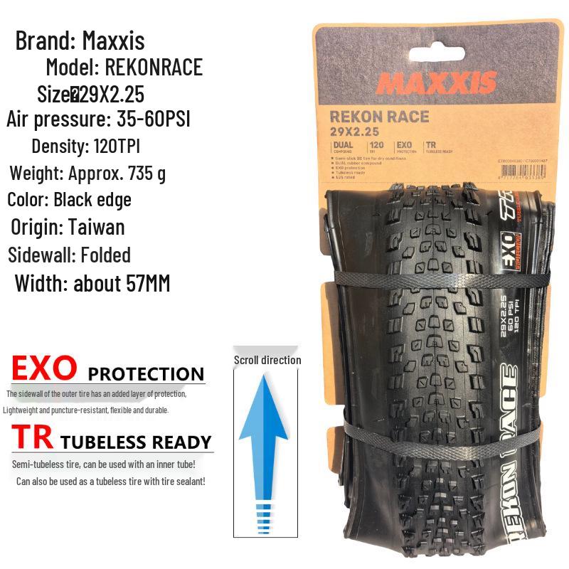 Maxxis REKON RACE Tubeless Faltbarer Mountainbike-Reifen, Gelbe Seitenwand, 27,5/29 x 2,25/2,35