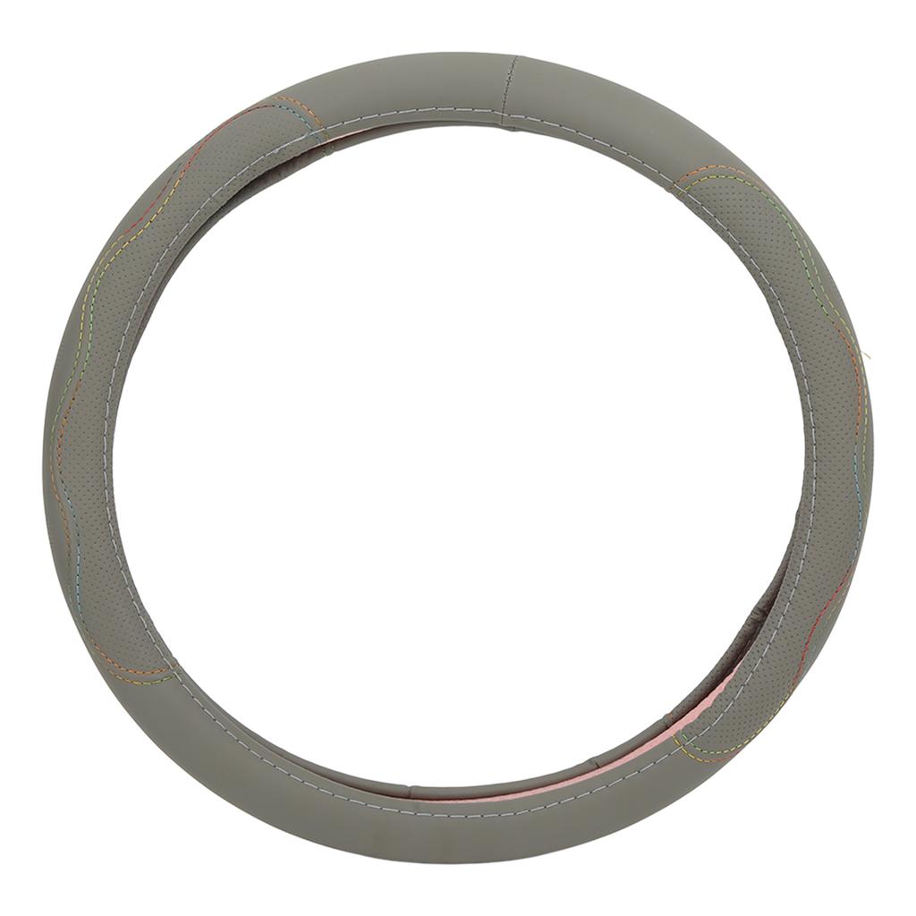 Car Steering Wheel Cover 15in Universal Fit Artificial Leather Protector for ModificationGrey