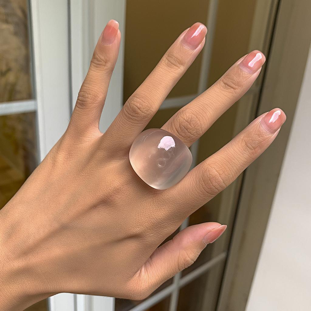 Transparent Multicolour Resin Rings Exaggerate Oversize Candy Color Dome Chunky Ring Women Summer Versatile Jewelry Accessories
