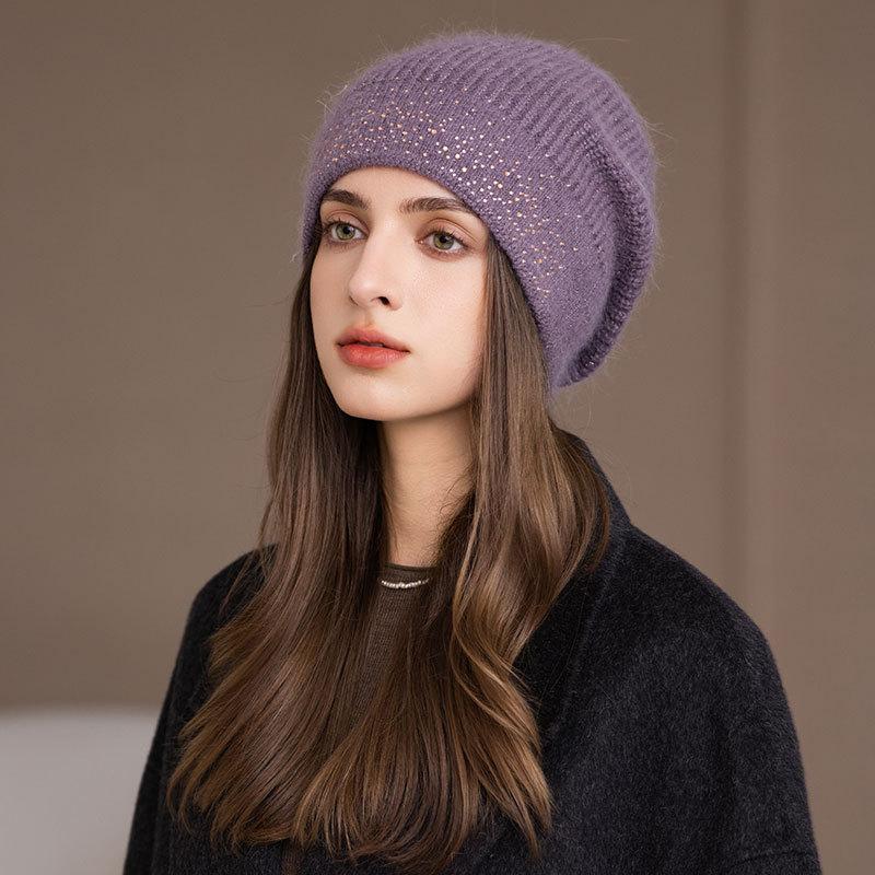 

Шапка из кроличьего меха женская осенне-зимняя модная жемчужная универсальная с защитой ушей шапка-бини холодная шапка one size