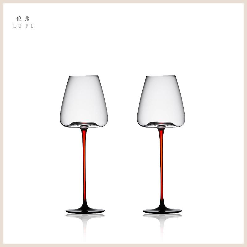 

700ml Large Capacity Burgundy Red Wine Glass Black Bow Tie Red Rod Crystal High-End Goblet for Fine Dining And Special Occasions