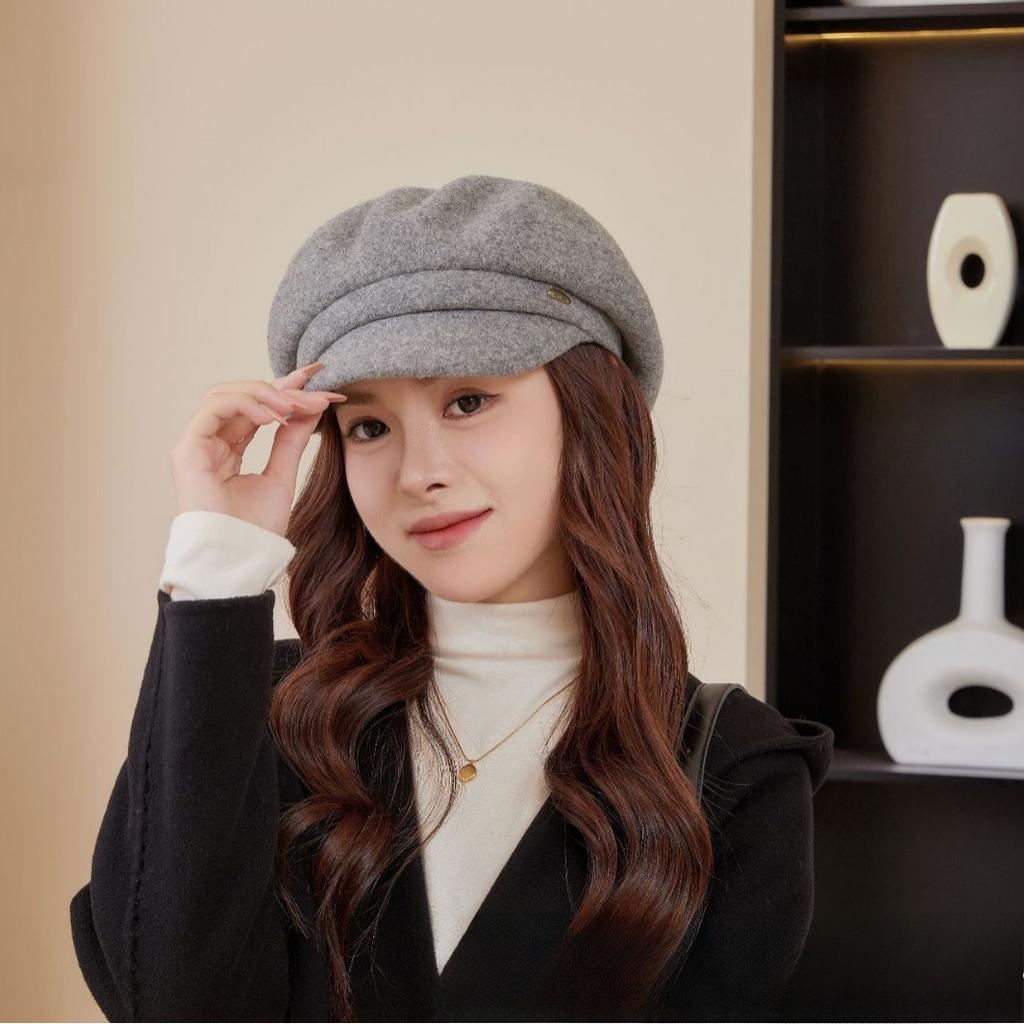 Autumn and Winter Solid Color Wool Retro Warm Beret Korean Women's Versatile Thickened Elegant Wool Hat