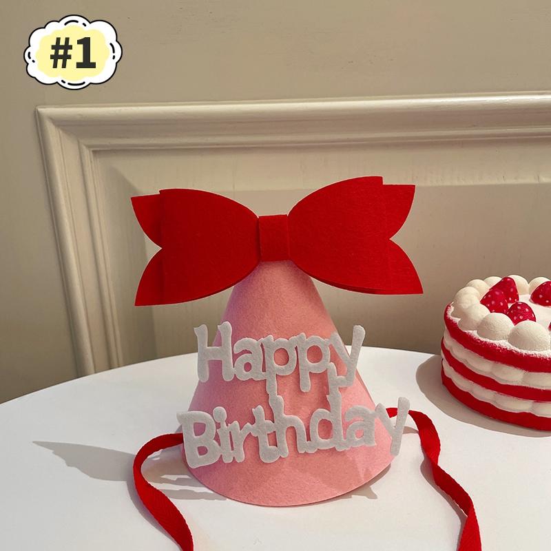 Cute Happy Birthday Hat Felt Cone Hats DIY Birthday Cap Celebration Decor Birthday Party Supplies Photo Props for Adult Kids
