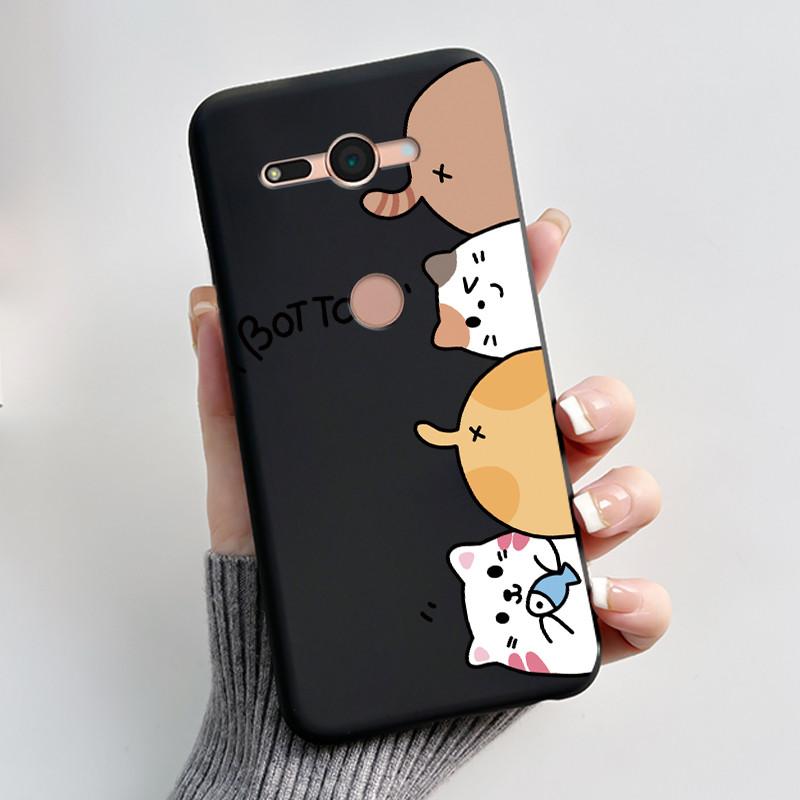 Per Sony Xperia XZ2 Compact H8324 H8314 Custodia Estetica Moda Gatto Carino Cartone Animato Antiurto Nero Silicone Morbido Sottile Cover Posteriore