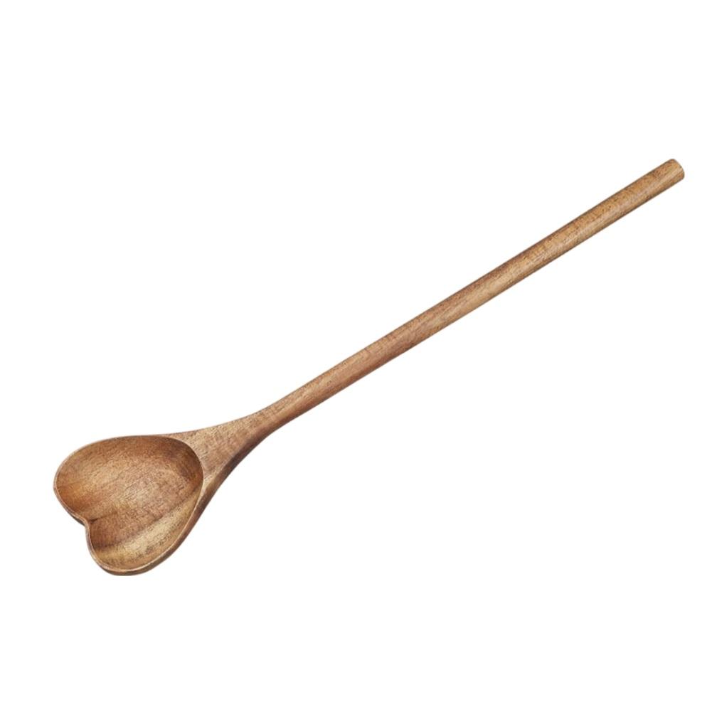 Natural Acacia Wood Mixing Spoon with Charming Heart Shape Enhances Both Functionality and Style in Your Kitchen