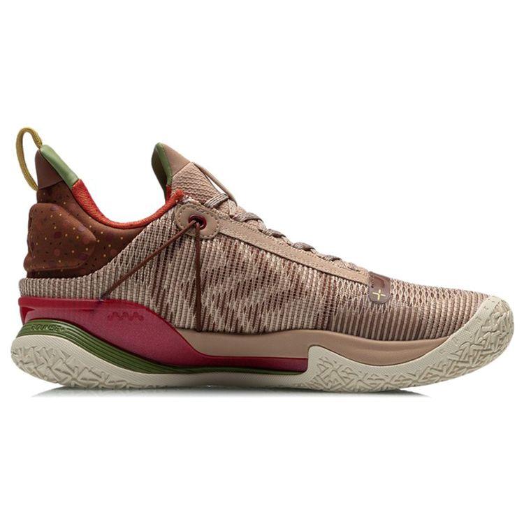 Li Ning Flash 7 Premium Shock Absorption Anti-Slip Wear-Resistant Rebound Low-Top Basketball Shoes Men Sneakers Light-Gray Brown ABAR001-3