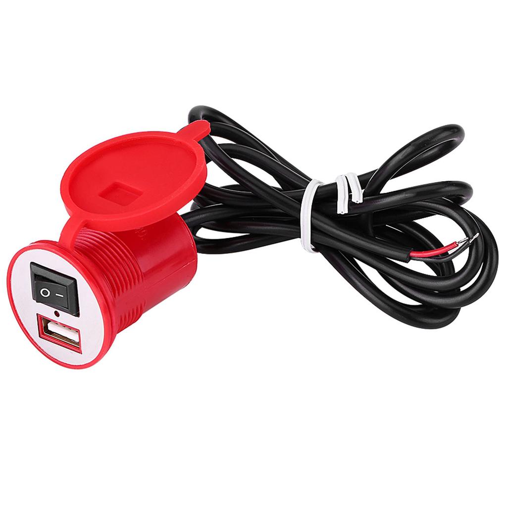 Universal Motorcycle USB Charger Socket Power Supply Port for Mobile Phone Waterproof Red