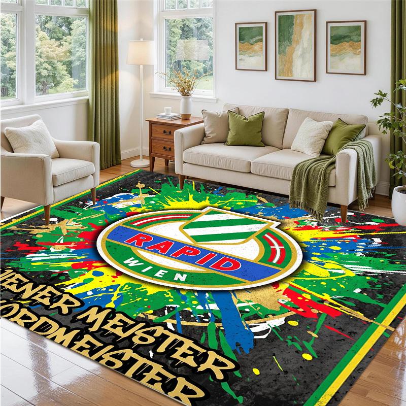 Rapid Wien FC Design Crystal Velvet Rug Soft Decorative Mat for Bedroom Entrance