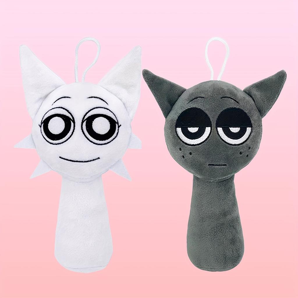 Set of 2 Sprunki Plush Rhythm Boxes, One In White And The Other In Grey. Ideal for Birthday Celebrations, New Year Festivities,Christmas Gifts.