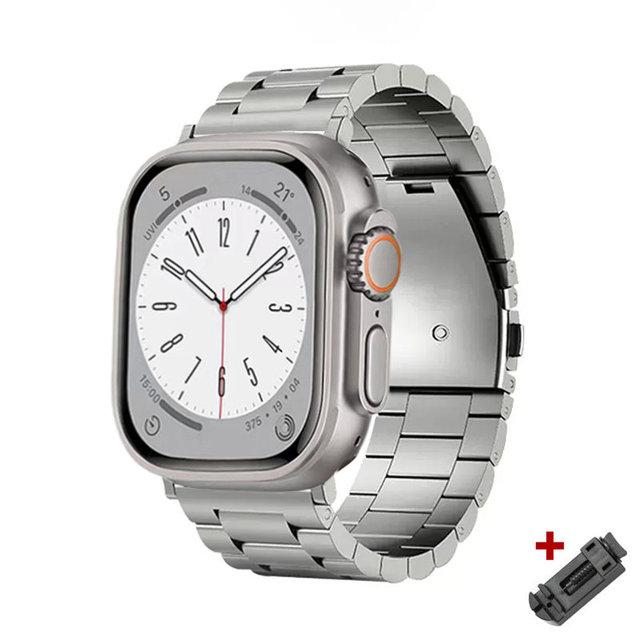 

Ремешок из титанового сплава для Apple Watch Ultra 49 мм серии 8 7 SE 41 мм 45 мм роскошный браслет для iWatch 6 5 4 44 мм 40 42 мм 38 аксессуары 38mm 40mm 41mm белый