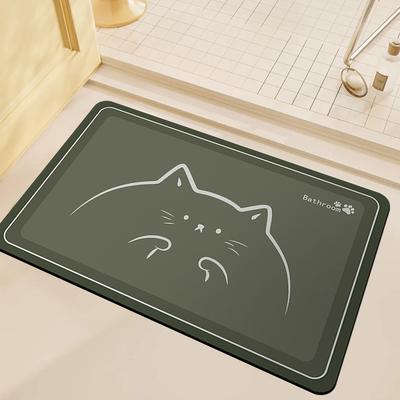 Cartoon Kat Vloermat Diatomeeënaarde Badkamervloermat Badkamer Absorberende Voetmat Vuilafstotend Sneldrogend Voetmat