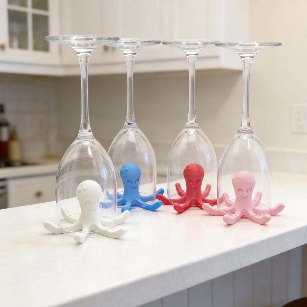 Octopus-Shaped 3D Printed Water Cup Drying Rack and Glass Holder