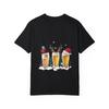 Christmas Beer Glass T Shirt White Snowman Deer and Santa Hat Beer Glasses with Christmas Lights and Snowflakes Holiday Party Wear