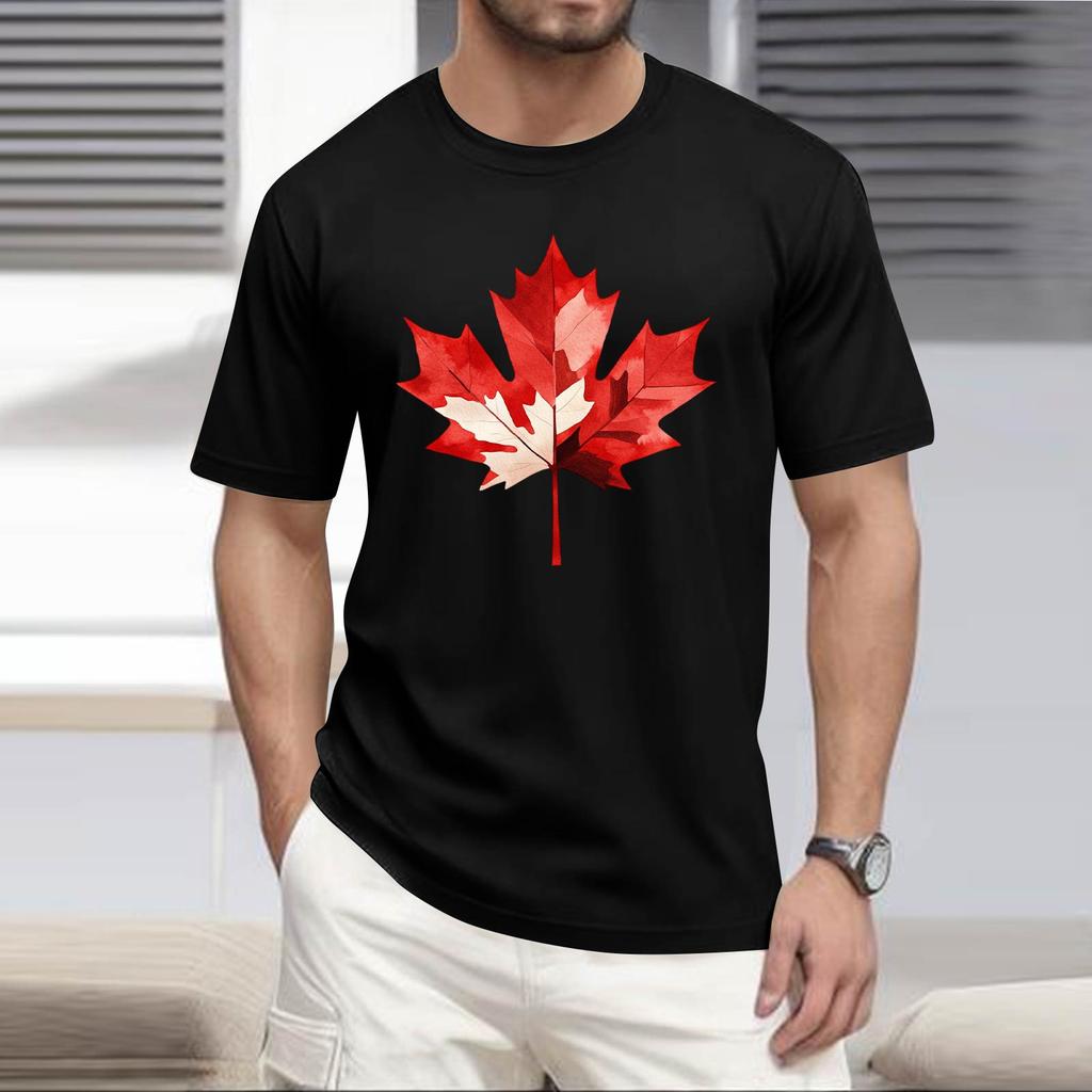 Heren -hals Casual Bedrukt Kortmouwig T-shirt Top