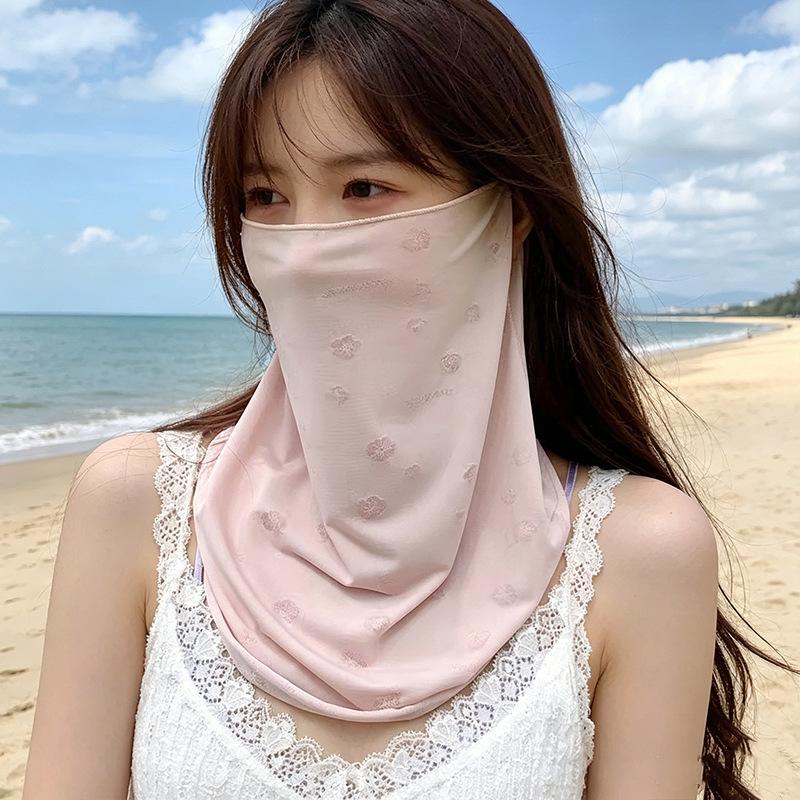 Sweet Floral Print Sun Protection Face Cover for Women (Spring/Summer) – Cycling Neck and Face Cover Breathable UV Protection Sun-Blocking Veil Mask