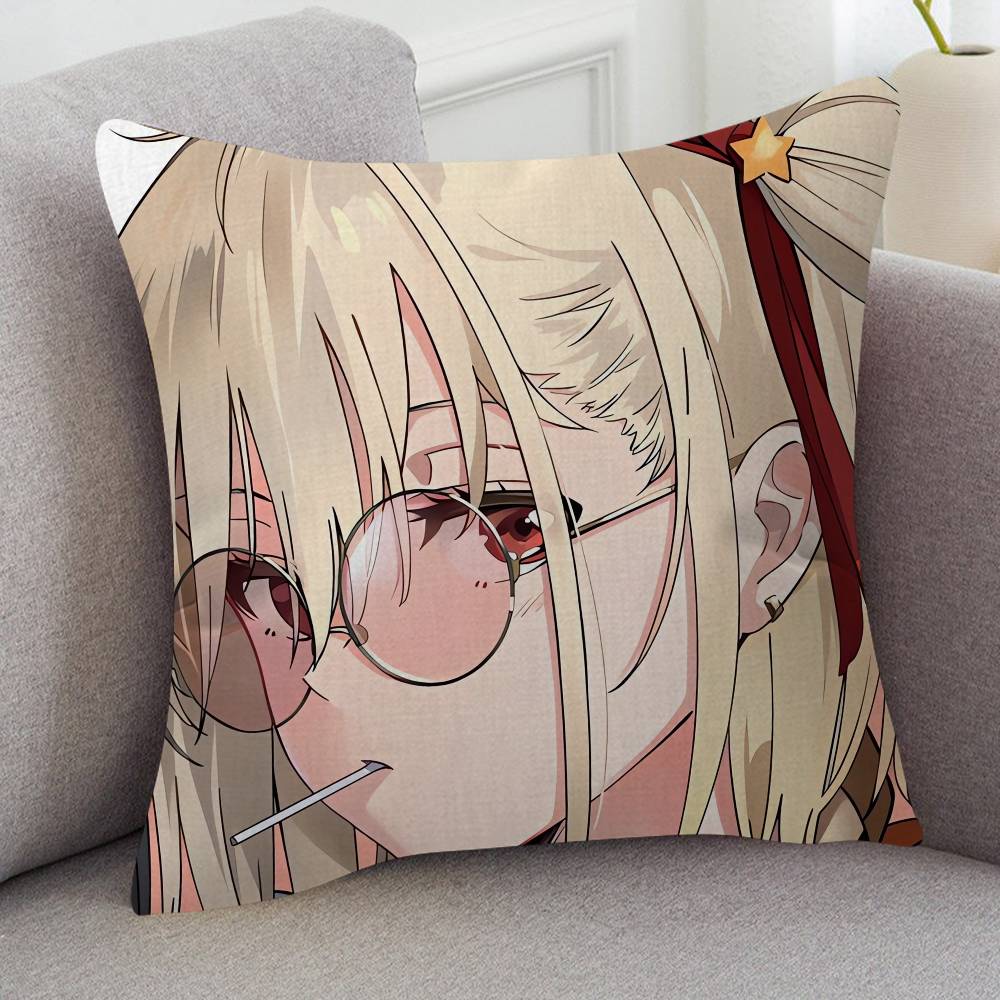 Anime Lycoris Recoil Cushion Cover Inches Farmhouse Decor Home Throw Pillow Covers For Couch Decorations
