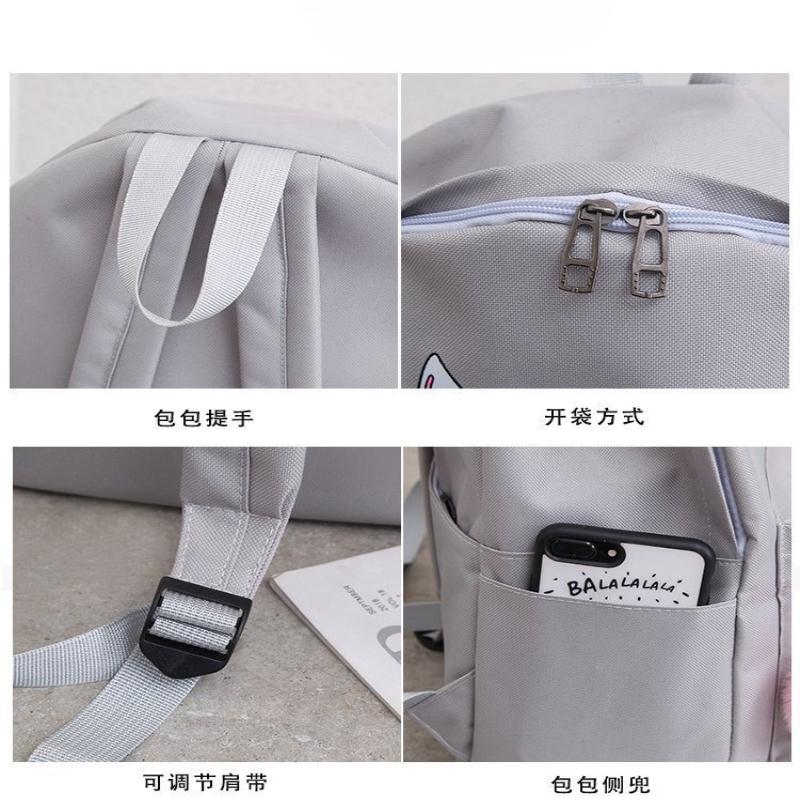 4Pcs/set Middle and High School Campus Student Schoolbag Four-piece Korean Version Ins Style Student Backpack Oxford Cloth Anti-splashing Backpack