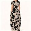Women Loose Fitting Round Neck Dress Short Sleeve Plus Size Apparel For Summer Casual Daily Activities