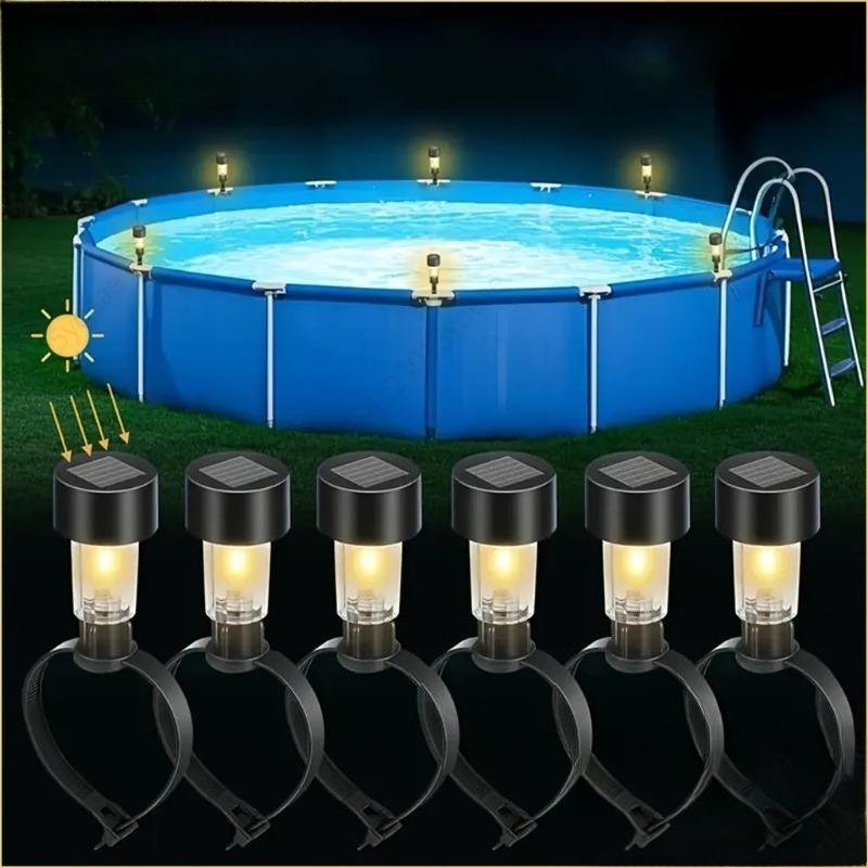 1-10PC Waterproof Solar Hanging LED Pool Light Cylinder Shape Warm White Lamp for Outdoor Garden Above Ground Pool Lighting Use