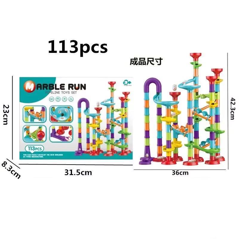 Marble Run Ra Track Building Blocks Kids 3D Maze Ball Roll Toy DIY Marble Run Ra Coaster Set 80/105/109/133pc Christmas Gift