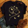 Watercolor Butterfly Heart Printed T Shirt New Women Black T Shirt Harajuku Cute Graphic Tee Shirt Ladies Casual Female Tops Tee