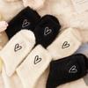 2 Pairs Women Warm Socks Winter Thicken White Socks Cute Kawaii Y2k Heart Socks Preppy Girls Anime Socks Lolita Cartoon Black Harajuku
