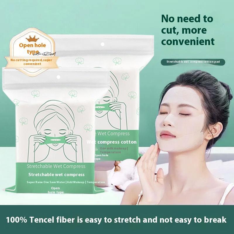 100Pcs Ultra-Thin Tencel Stretchable Wet Compress Cotton Pads Open Type Facial Moisturizing Makeup Remover