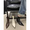 High Heel Pointed Small Short Boots Shoes Velvet Thin Boots Korean Small Ankle Boots