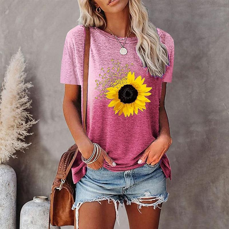 JPNTKY Women's Fashion Casual O-Neck Short Sleeve Blouses & Shirts