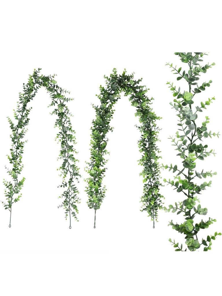 3Pcs 178cm Green Plant Artificial Eucalyptus Plants Rattan Eucalyptus Leaves Rattan for Home Wedding Garden Living Room Decoration