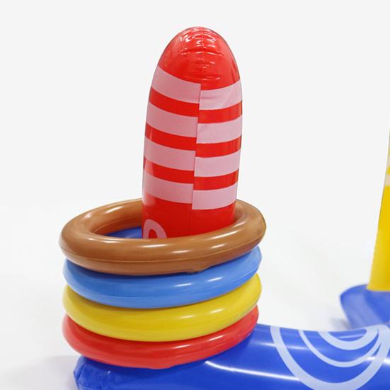 1 Set Inflatable Pool Ring Toss Toy with 45720 Rings Kids Adults Indoor Floating Cross Basketball Stand PVC