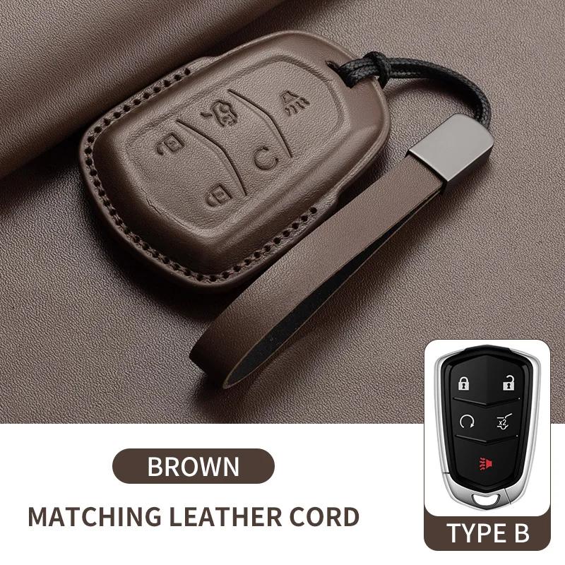Leather Car Key Case Cover For Cadillac CT4 CT5 ATS CT6 CTS DTS XT5 Escalade ESV SRX STS XTS  XT4 28T ELR  Car Key Accessoires